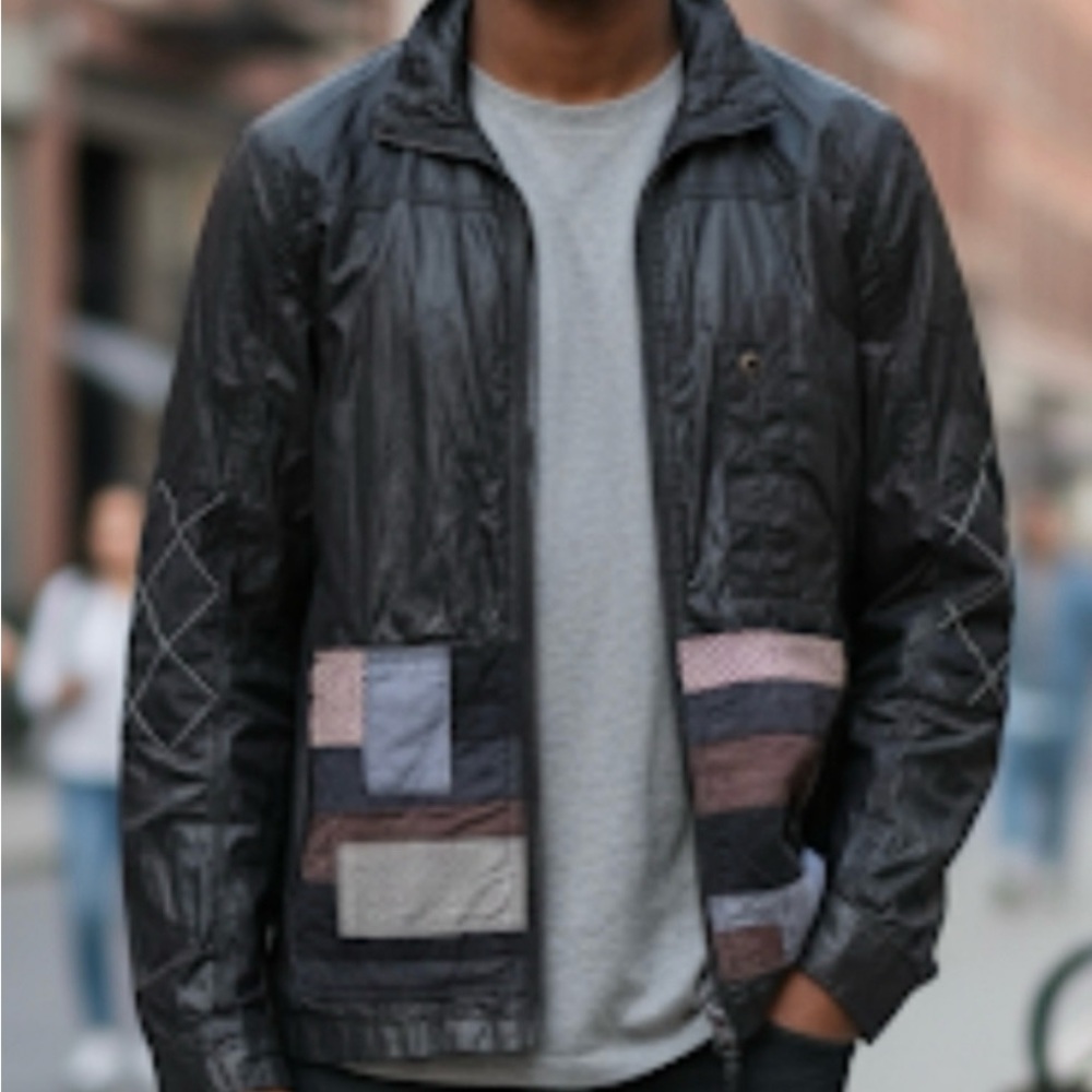 Desigual Men's Patchwork Jacket - Black and Brown
